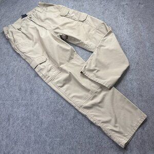 5.11 Tactical Cargo Pants Men 36 x 32 Beige Gusseted Elastic Straight Leg